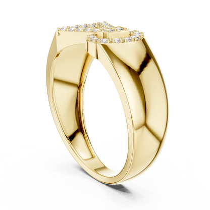 Geometric Bowtie Key Motif Pave Lab Grown Diamond Ring