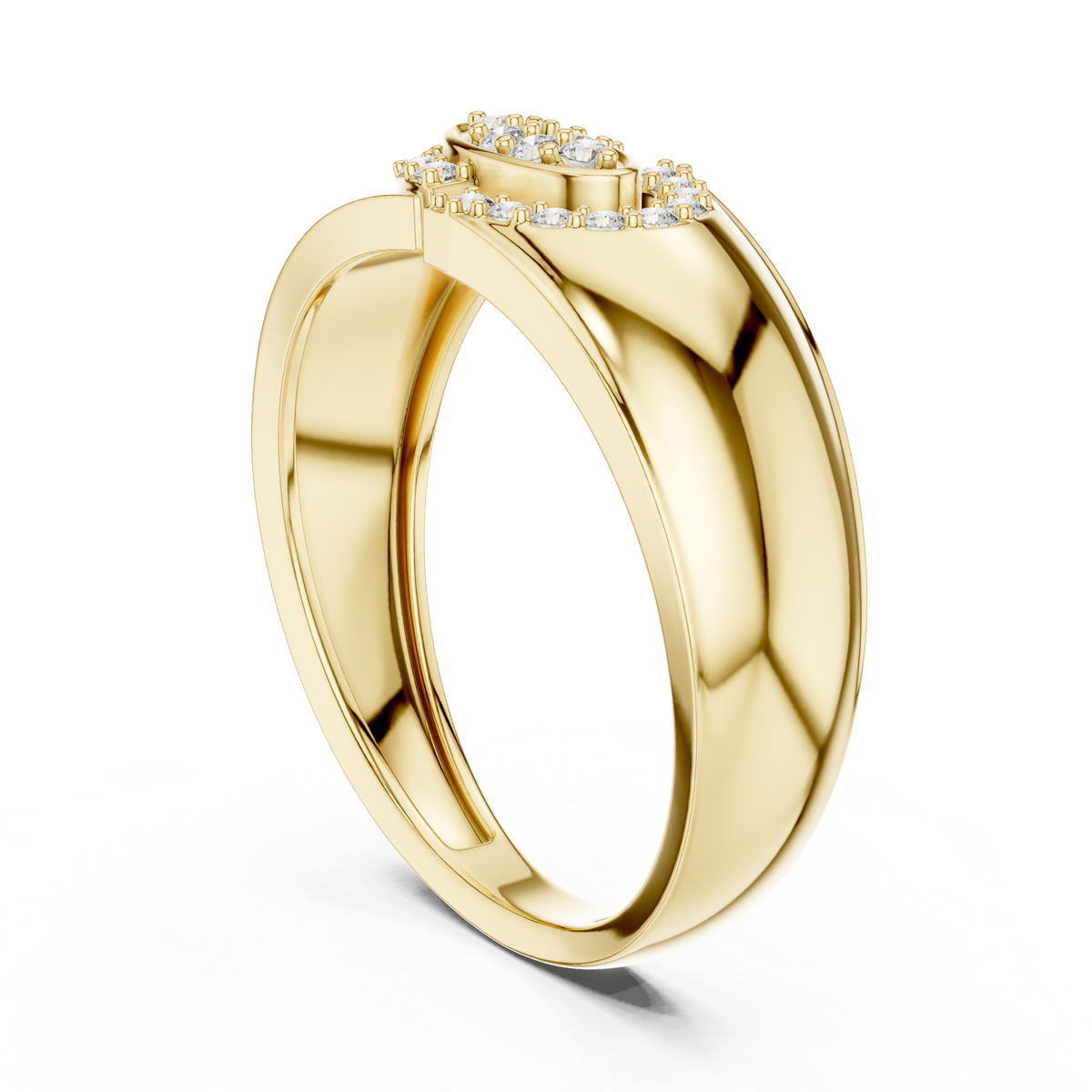 Marquise Eye Motif Oval Pave Set Center Lab Grown Diamond Ring