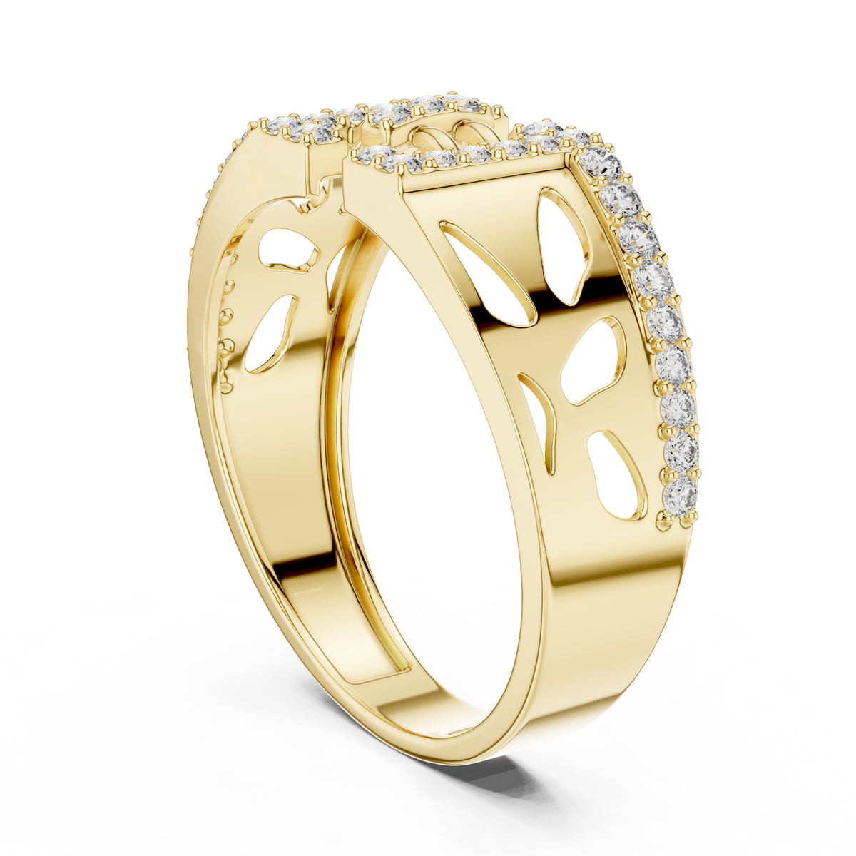 Geometric Butterfly Openwork Center Pave Bar Lab Grown Diamond Ring