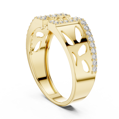 Geometric Butterfly Openwork Center Pave Bar Lab Grown Diamond Ring