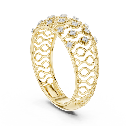Openwork Lattice Mesh Pave Set Lab Grown Diamond Ring