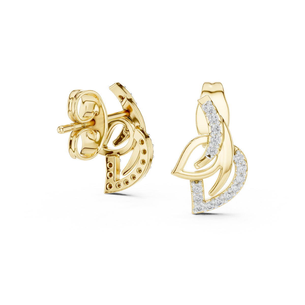 Round Pave Set Abstract Loop Lab Grown Diamond Earrings