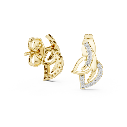 Round Pave Set Abstract Loop Lab Grown Diamond Earrings