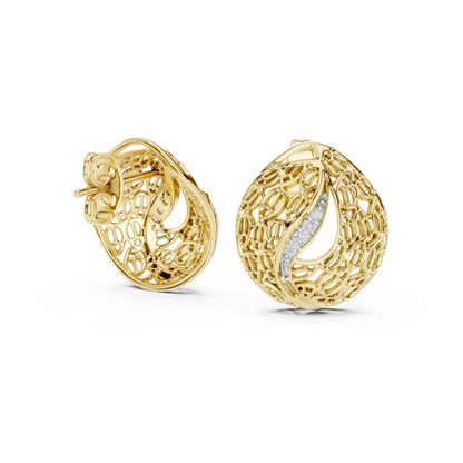 Round Pave Set Filigree Dome Lab Grown Diamond Earring