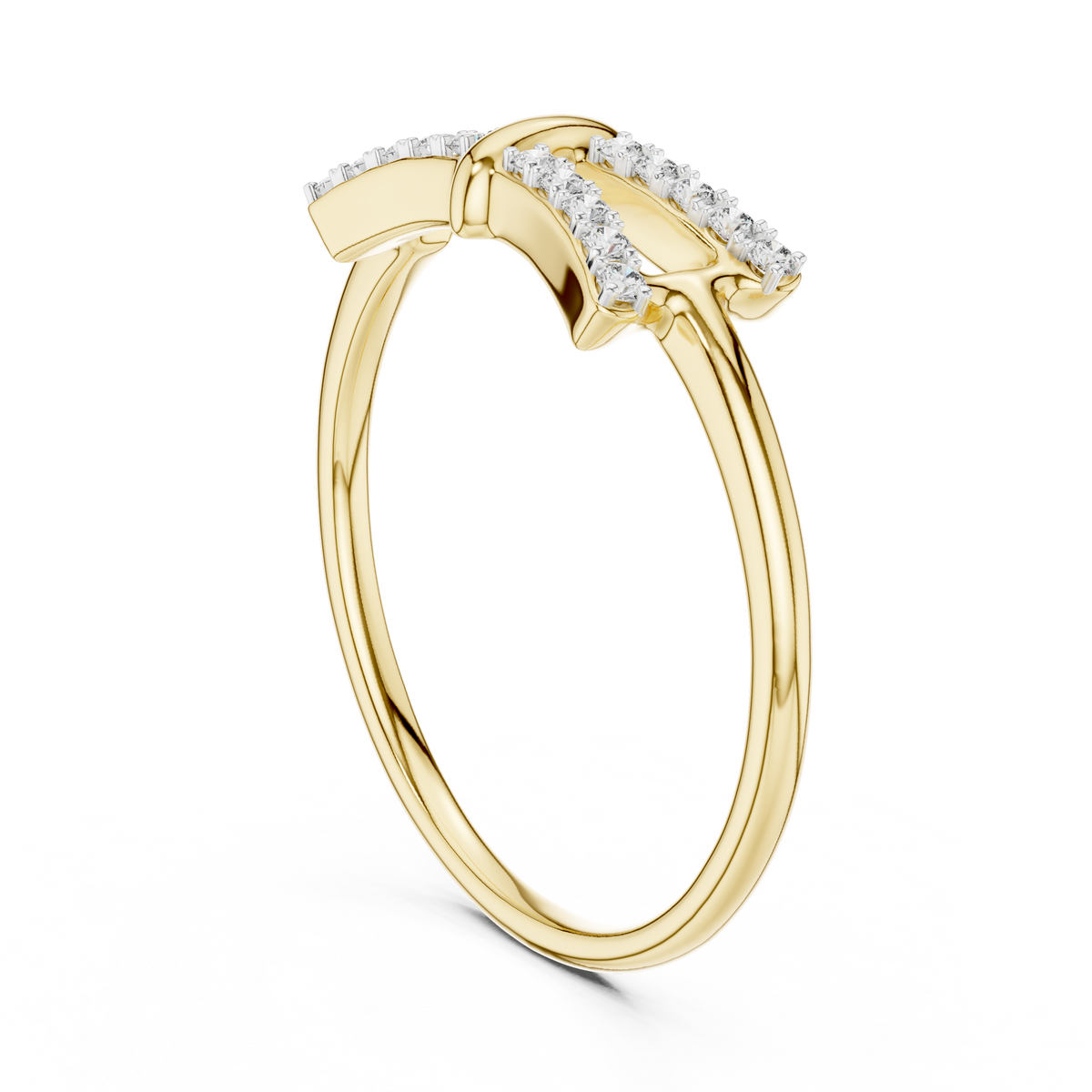 Architectural Double Bar Pave Set Lab Grown Diamond Ring