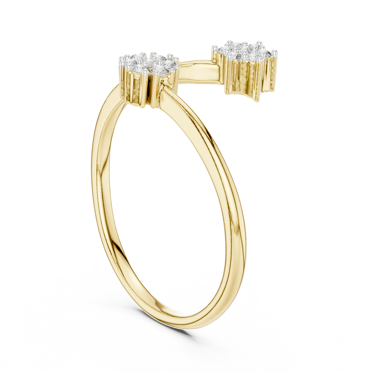 Bypass Floral Cluster Pave Set Lab Grown Diamond Ring