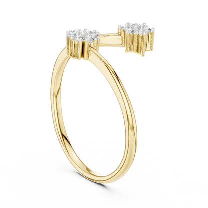 Bypass Floral Cluster Pave Set Lab Grown Diamond Ring