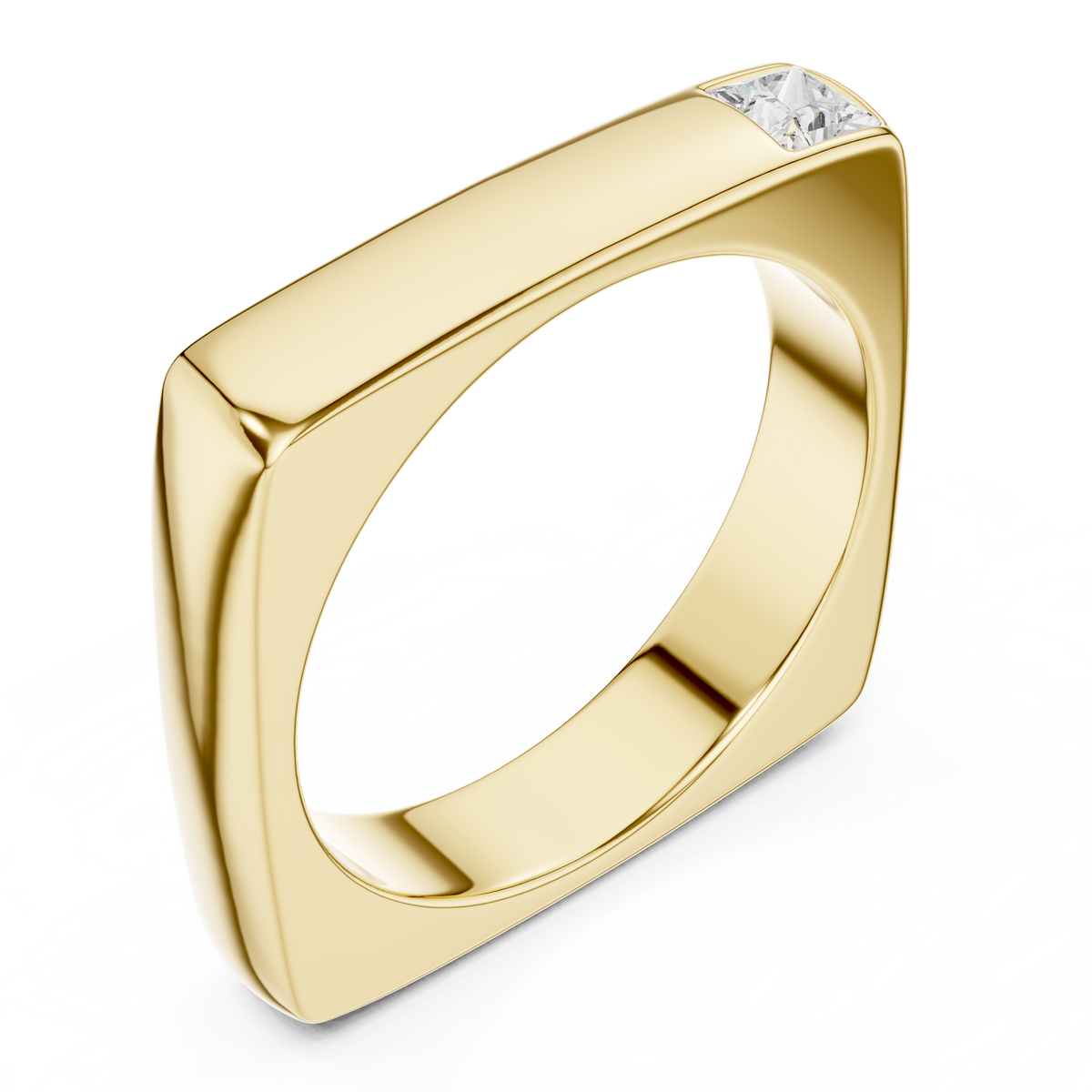 Square Profile Corner Flush Set Princess Shape Lab Grown Diamond Ring Band
