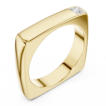 Square Profile Corner Flush Set Princess Shape Lab Grown Diamond Ring Band
