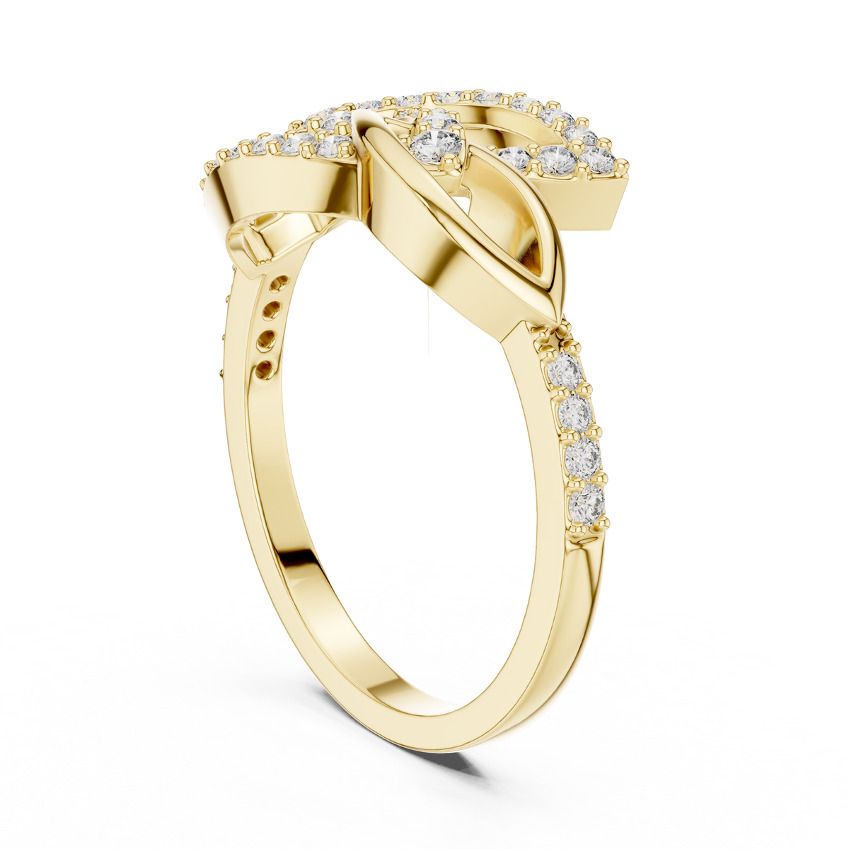 Asymmetrical Interlocking Teardrop Pave Lab Grown Diamond Ring