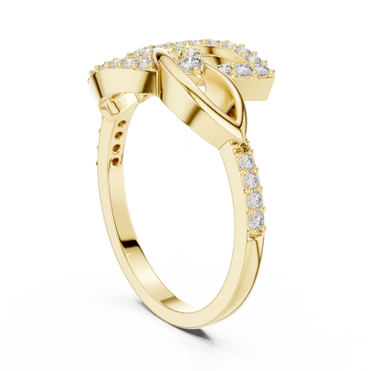Asymmetrical Interlocking Teardrop Pave Lab Grown Diamond Ring