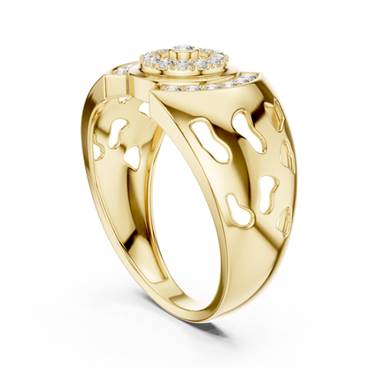 Concentric Target Bezel Solitaire Pave Openwork Lab Grown Diamond Ring