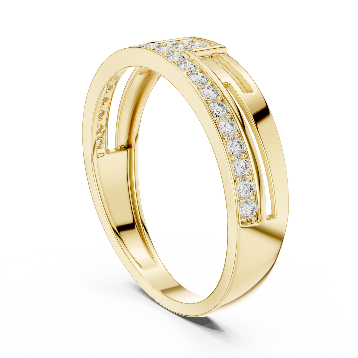The Imperial Geometric Square Center Pave Channel Lab Grown Diamond Ring