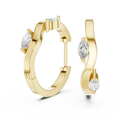 Wavy Marquise Lab Grown Diamond Huggie Hoop Earrings