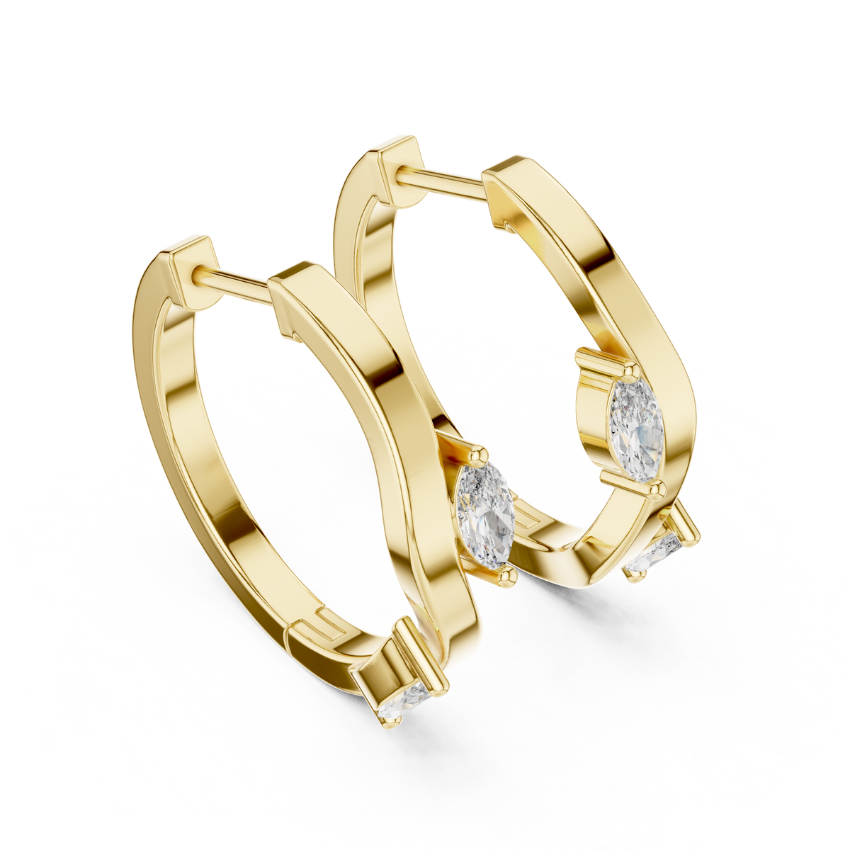 Wavy Marquise Lab Grown Diamond Huggie Hoop Earrings
