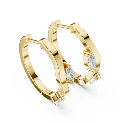 Wavy Marquise Lab Grown Diamond Huggie Hoop Earrings