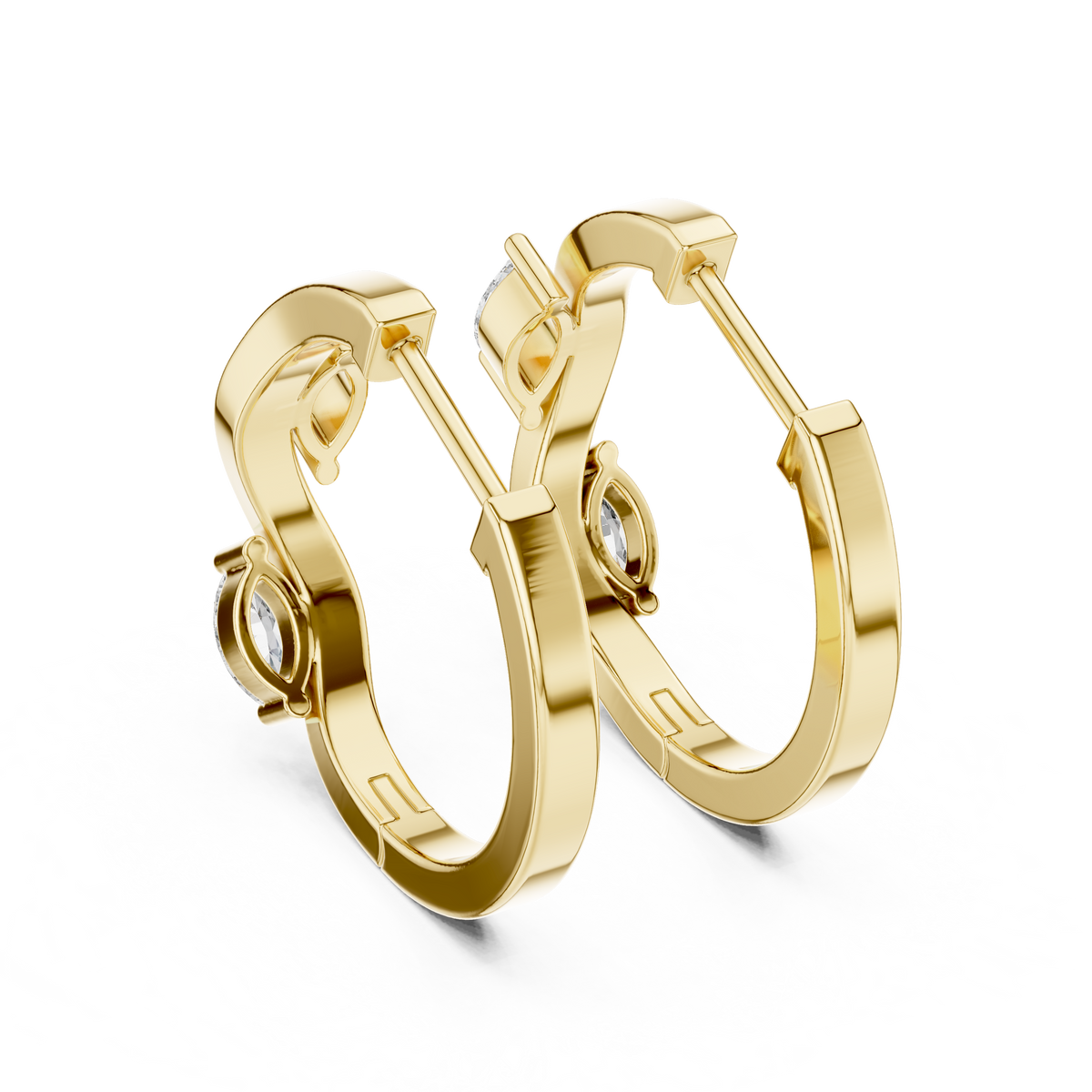 Wavy Marquise Lab Grown Diamond Huggie Hoop Earrings