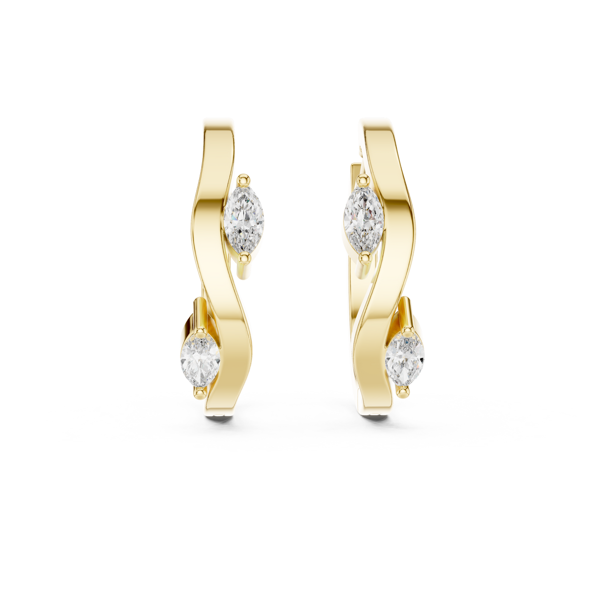 Wavy Marquise Lab Grown Diamond Huggie Hoop Earrings