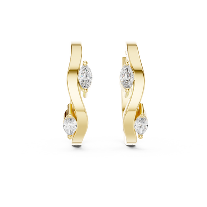 Wavy Marquise Lab Grown Diamond Huggie Hoop Earrings