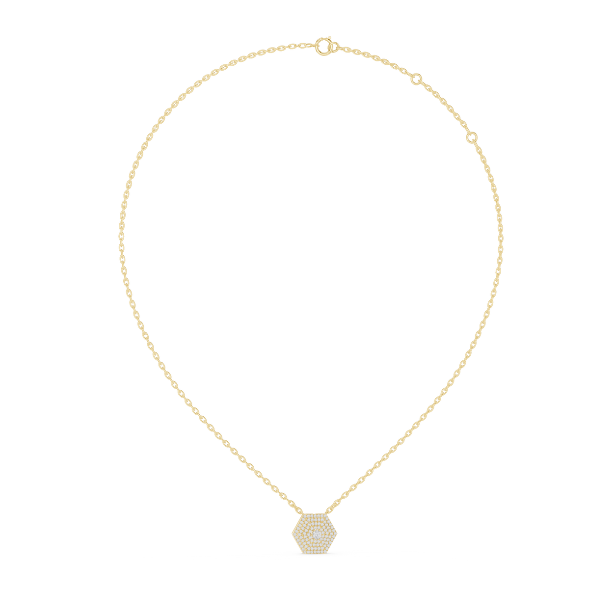 Geometric Multi-Tier Hexagonal Pavé Lab Grown Diamond Statement Pendant