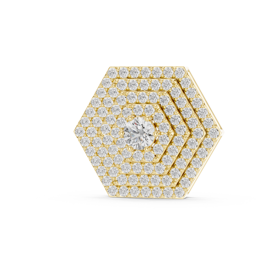 Geometric Multi-Tier Hexagonal Pavé Lab Grown Diamond Statement Pendant