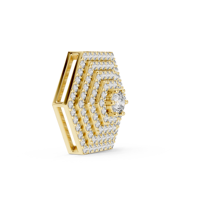 Geometric Multi-Tier Hexagonal Pavé Lab Grown Diamond Statement Pendant