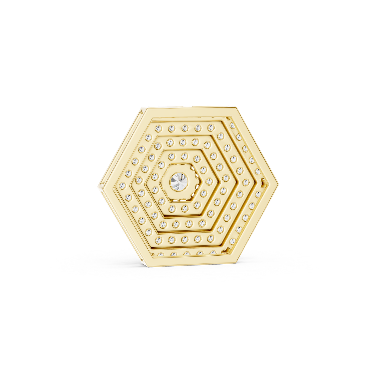 Geometric Multi-Tier Hexagonal Pavé Lab Grown Diamond Statement Pendant