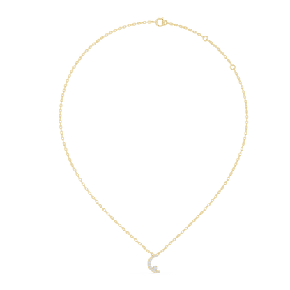 Celestial Crescent Moon Pavé and Solitaire Lab Grown Diamond Pendant