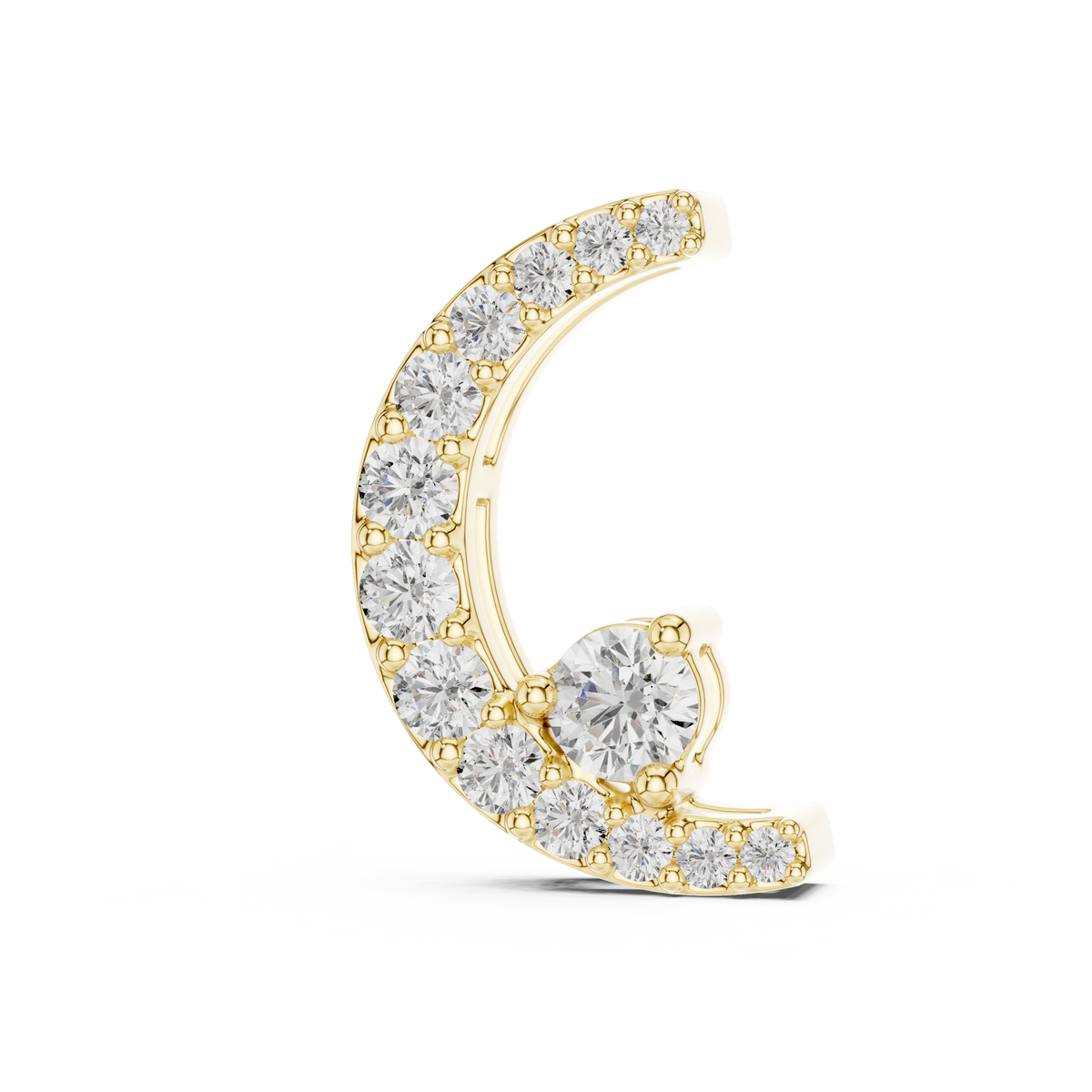 Celestial Crescent Moon Pavé and Solitaire Lab Grown Diamond Pendant