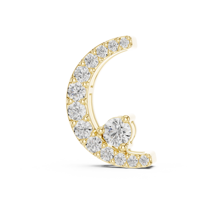 Celestial Crescent Moon Pavé and Solitaire Lab Grown Diamond Pendant