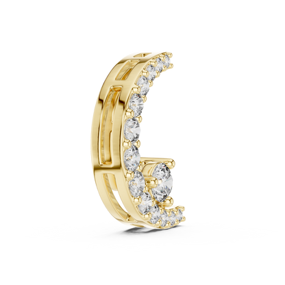 Celestial Crescent Moon Pavé and Solitaire Lab Grown Diamond Pendant
