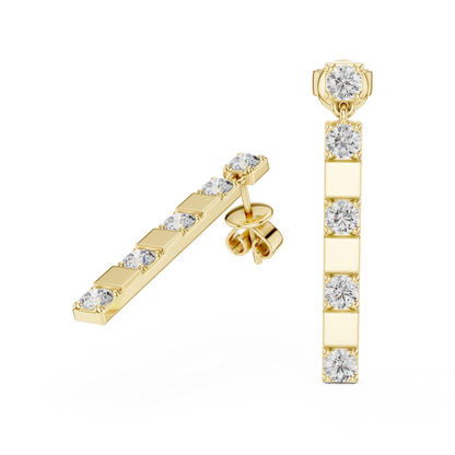 Alternating Lab Grown Diamond and Bar Dangle Earrings