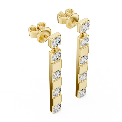 Alternating Lab Grown Diamond and Bar Dangle Earrings