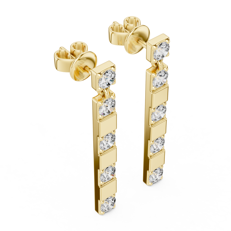 Alternating Lab Grown Diamond and Bar Dangle Earrings