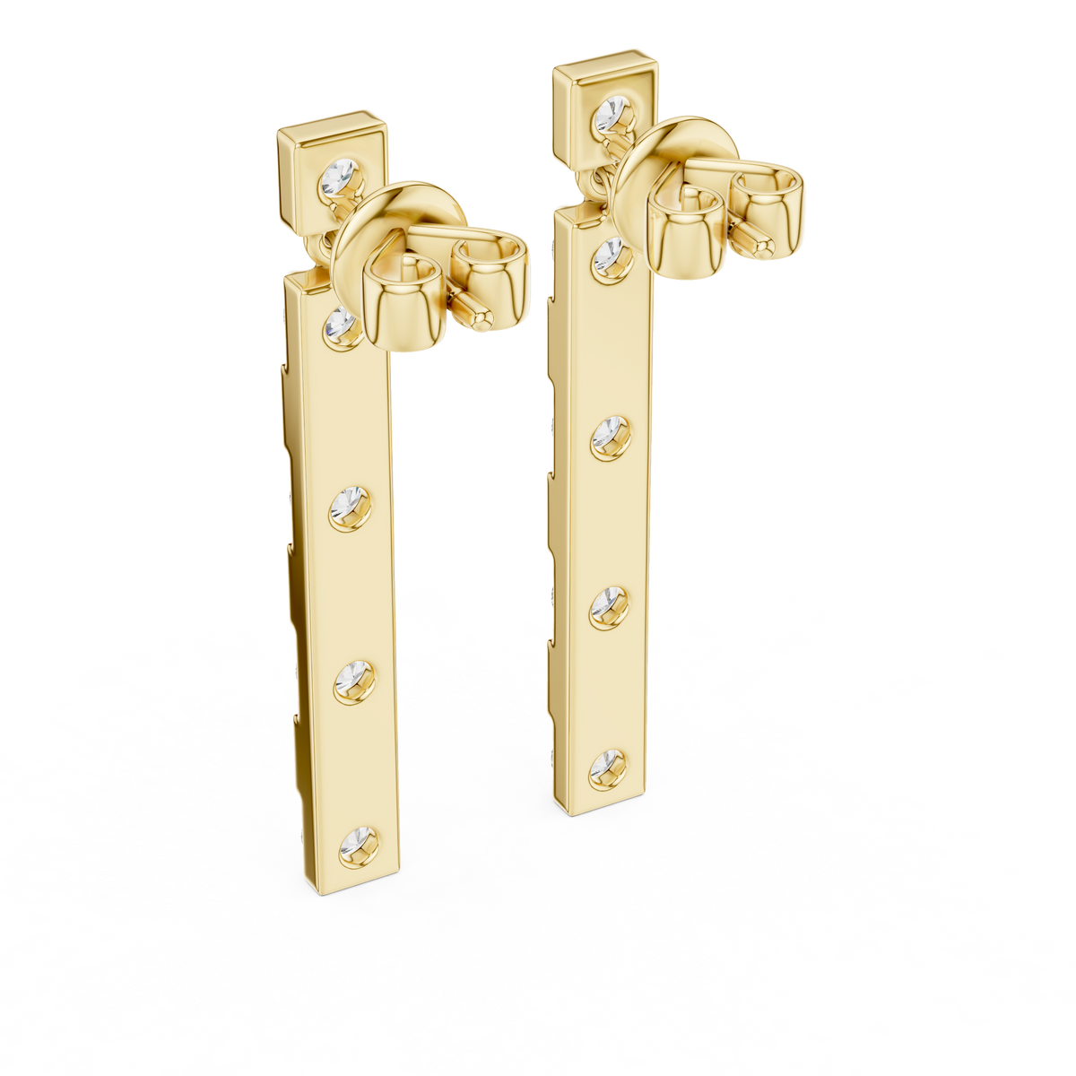 Alternating Lab Grown Diamond and Bar Dangle Earrings