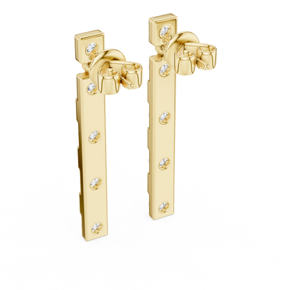 Alternating Lab Grown Diamond and Bar Dangle Earrings
