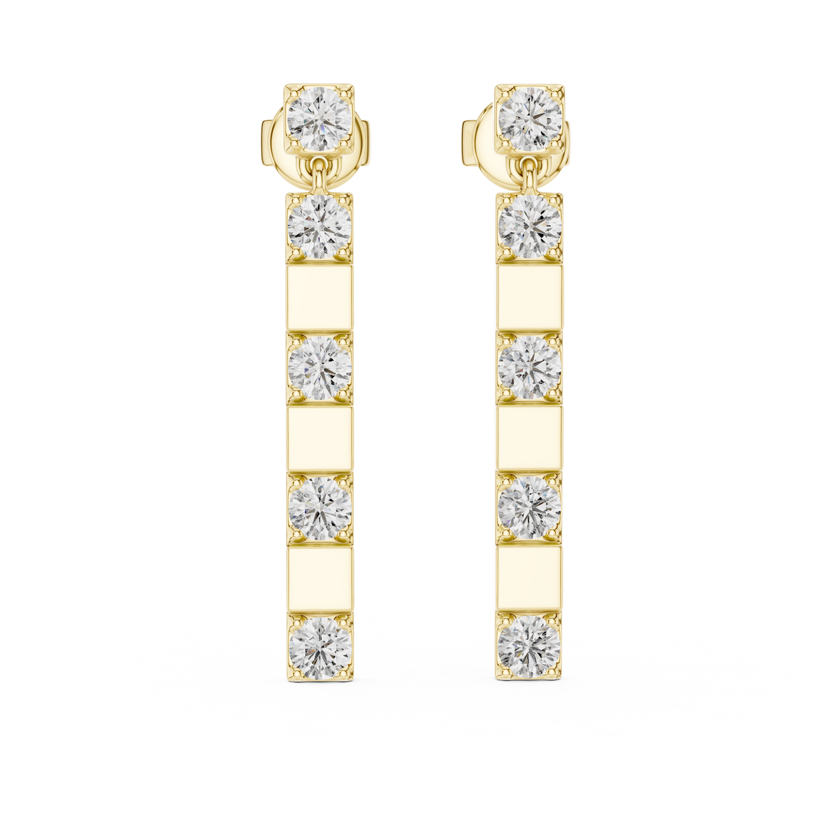 Alternating Lab Grown Diamond and Bar Dangle Earrings