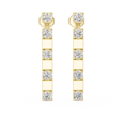 Alternating Lab Grown Diamond and Bar Dangle Earrings