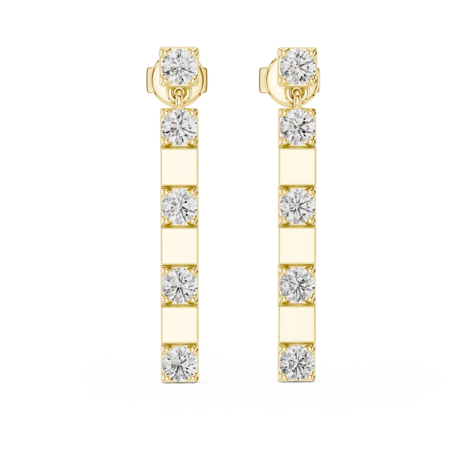 Alternating Lab Grown Diamond and Bar Dangle Earrings