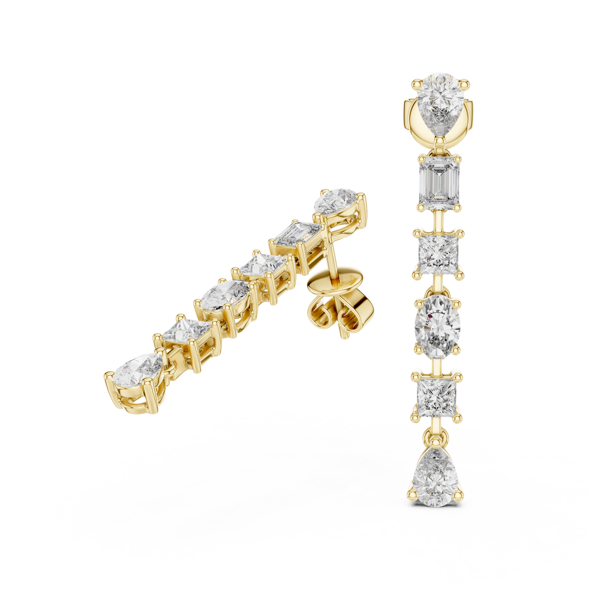 Multi-Shape Lab Grown Diamond Dangle Earrings