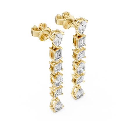 Multi-Shape Lab Grown Diamond Dangle Earrings