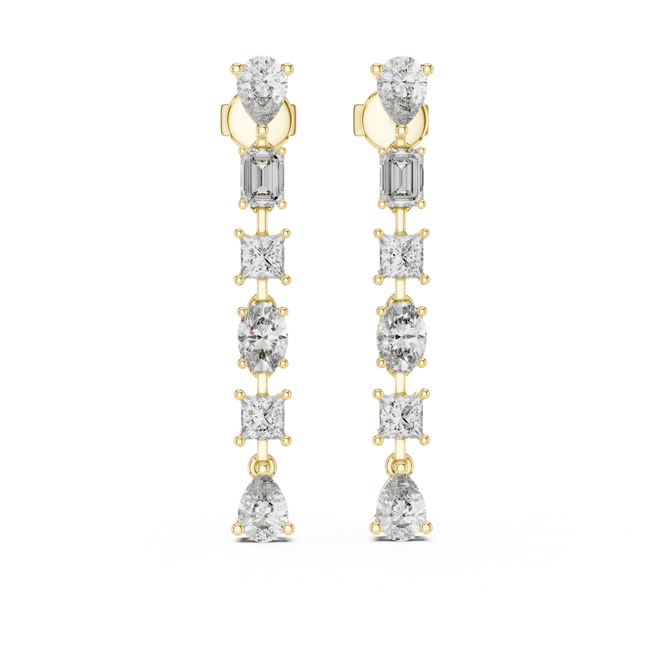 Multi-Shape Lab Grown Diamond Dangle Earrings