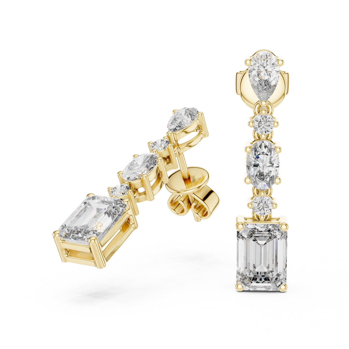 Fancy Shape Lab Grown Diamond Drop Dangle Earrings