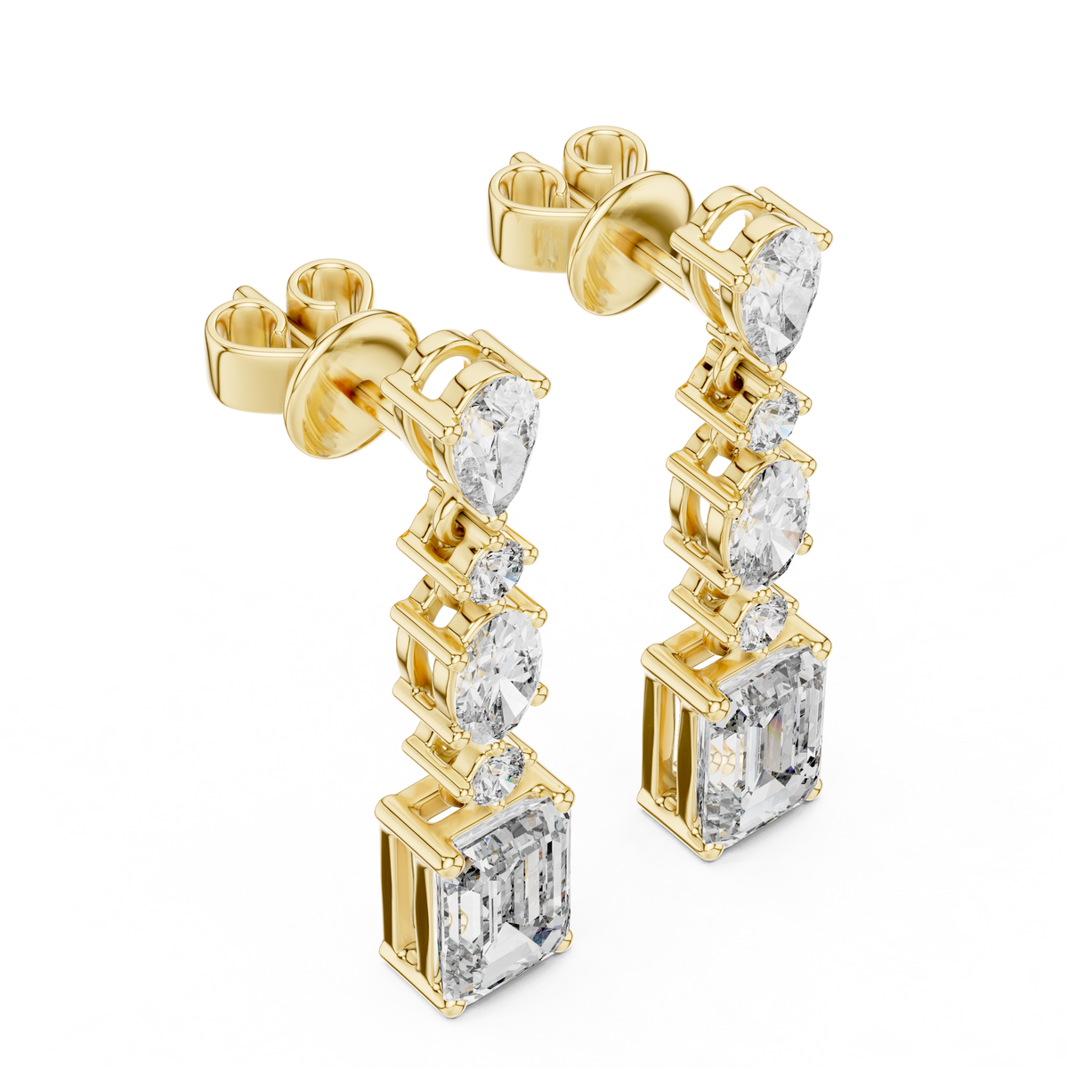 Fancy Shape Lab Grown Diamond Drop Dangle Earrings
