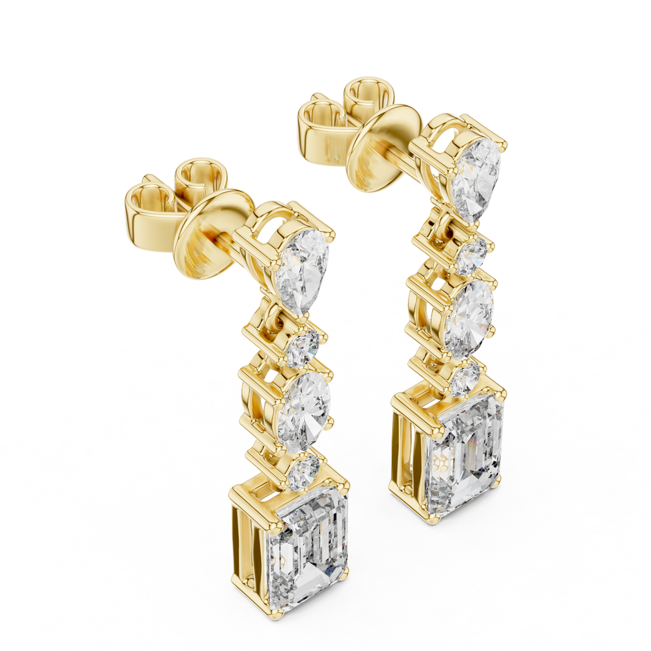 Fancy Shape Lab Grown Diamond Drop Dangle Earrings