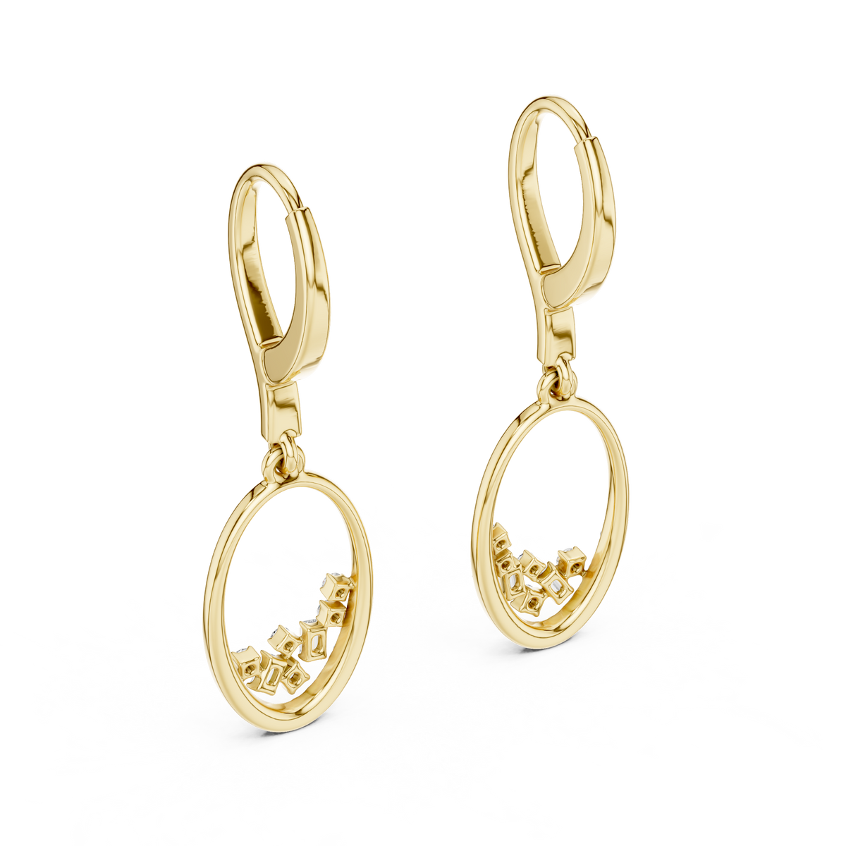 Lab Grown Diamond Oval Cluster Drop Dangle Earrings