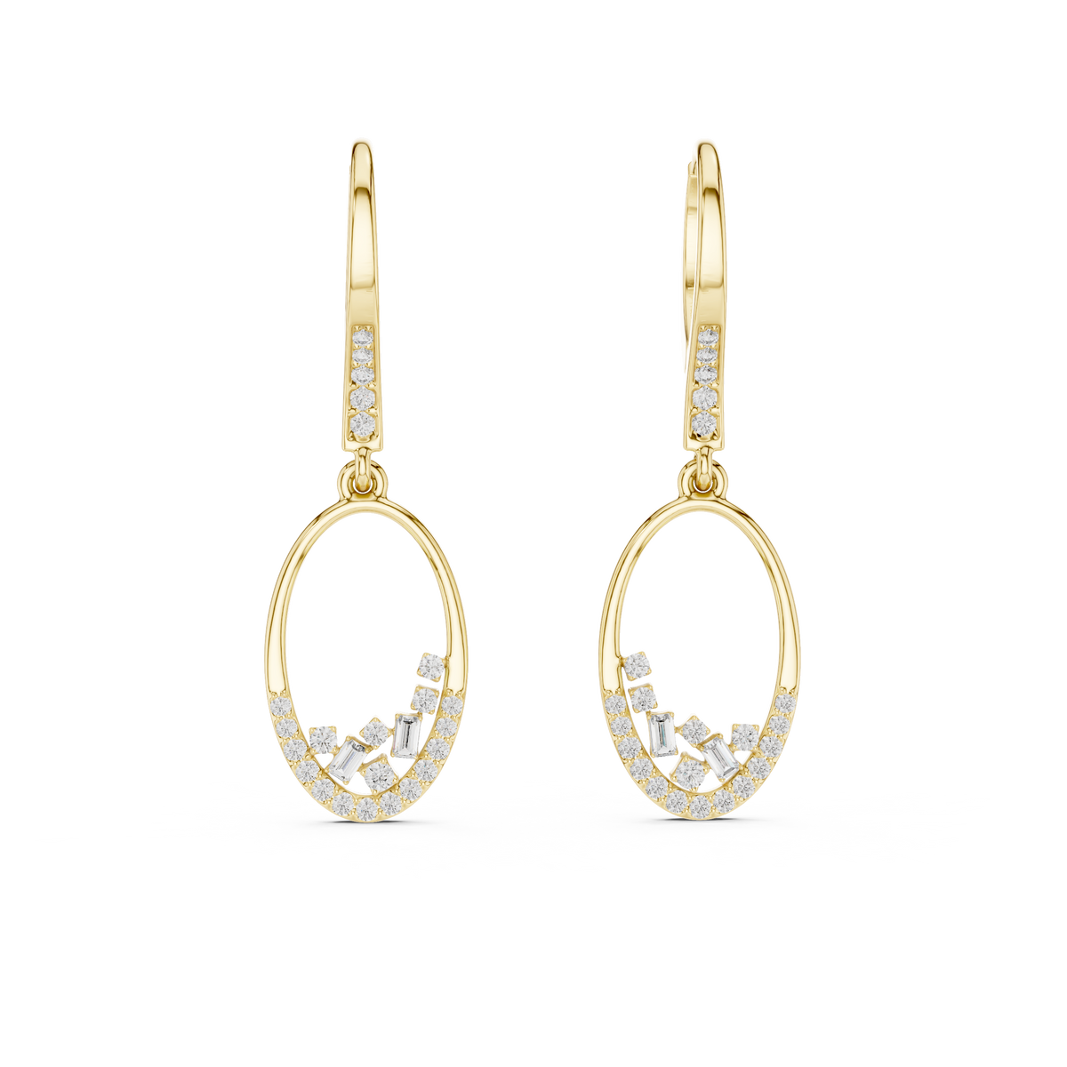 Lab Grown Diamond Oval Cluster Drop Dangle Earrings