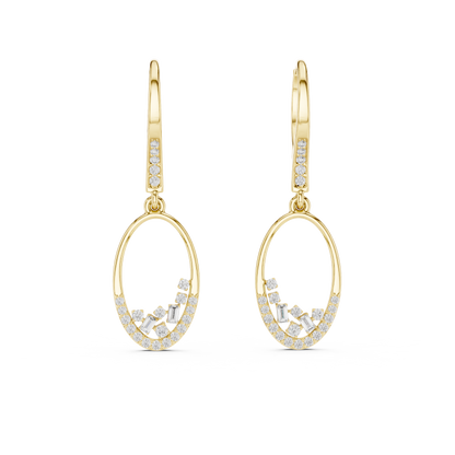 Lab Grown Diamond Oval Cluster Drop Dangle Earrings