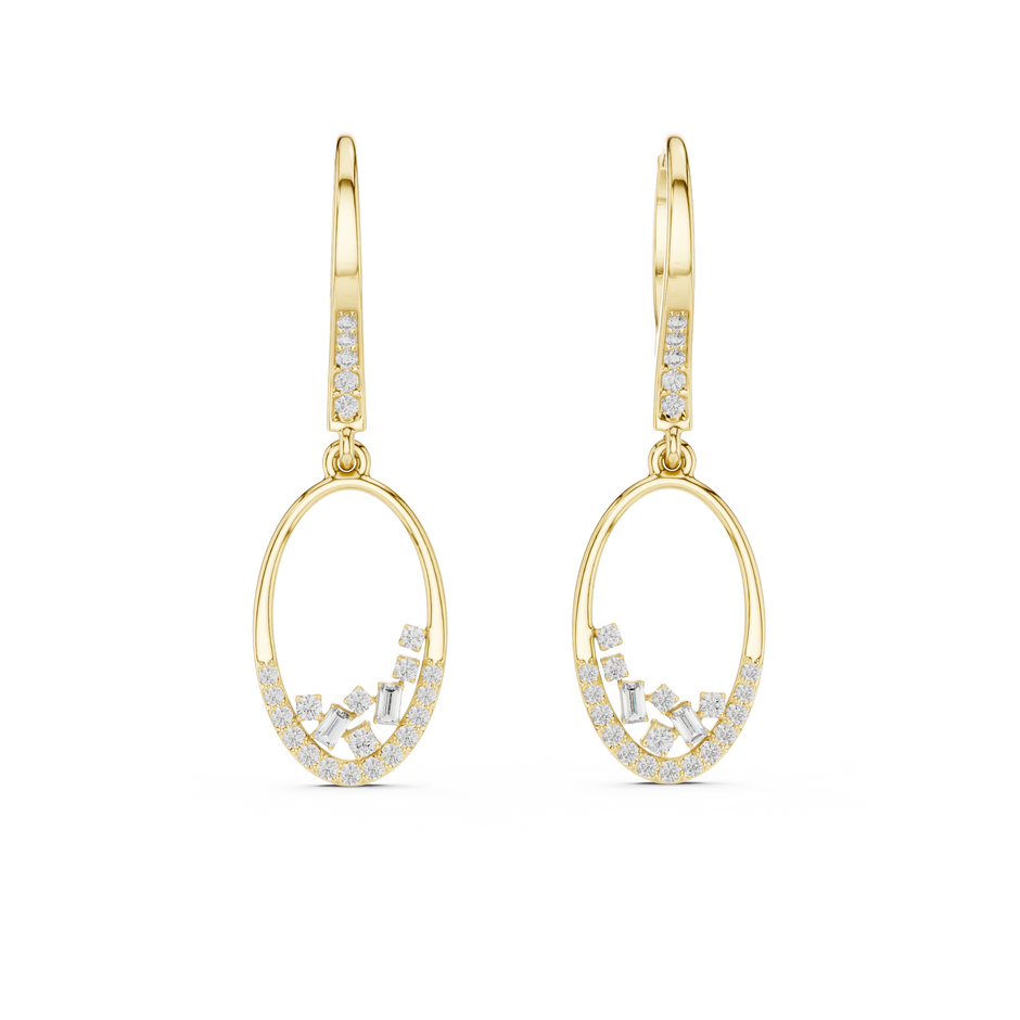 Lab Grown Diamond Oval Cluster Drop Dangle Earrings
