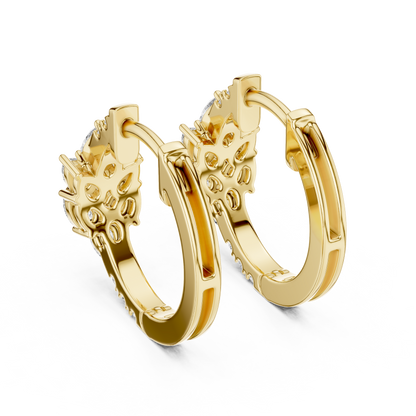 Pear and Round Lab Grown Diamond Cluster Huggie Hoop Earrings